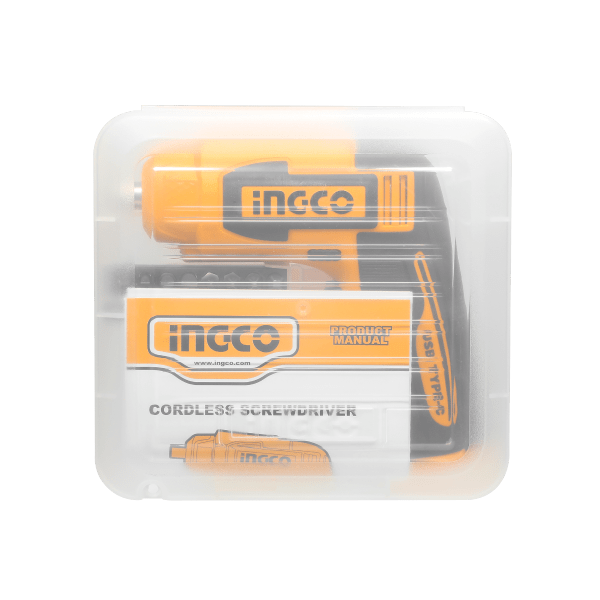 INGCO ATORNILLADOR INALAMBRICO 1/4 4V + 9 ACCESORIOS CSDLI0458 - MARKEMSTORE - Atornillador