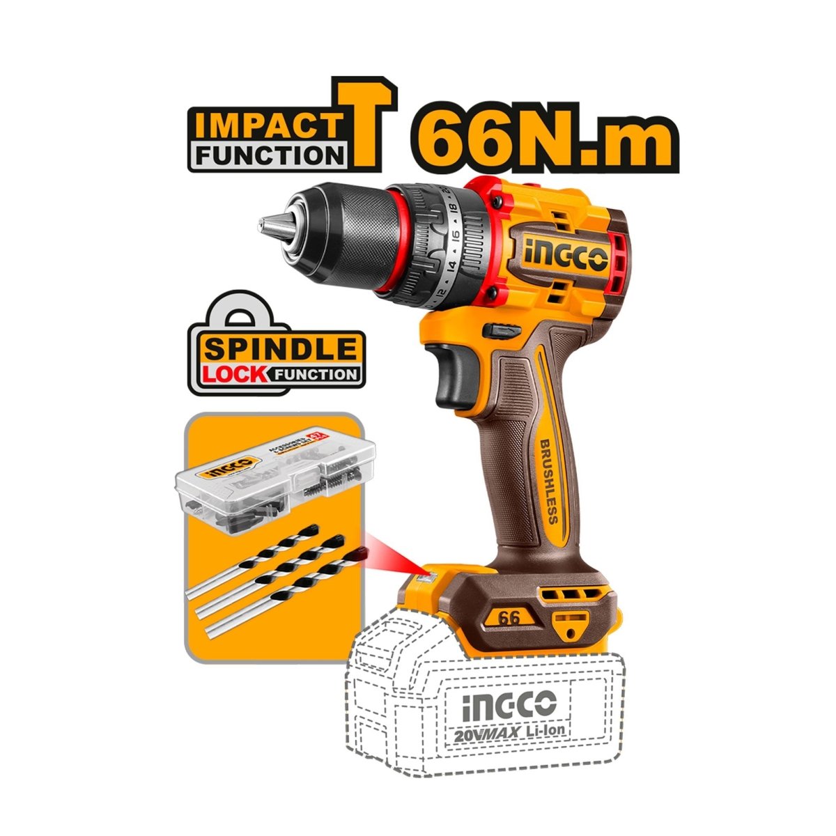INGCO COMBO 20V 1 TALADRO 1/2 (CIDLI206681) 1 PULIDORA 4 - 1/2 (UCAGLI212025) 1 ROTOMARTILLO (CRHLI26208) 2 BATERIAS 4.0AH CARGADOR Y ACCESORIOS UCKLI202598 - MARKEMSTORE - Combos de Herramientas