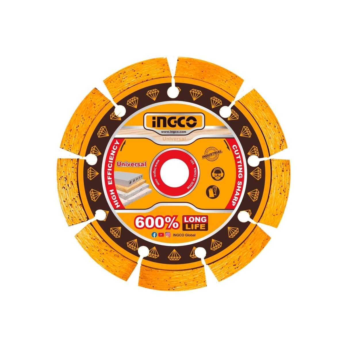 Ingco Disco Diamantado Segmentado 9X3/8X7/8 DMD072301 - MARKEMSTORE - Accesorios Para Pulidora