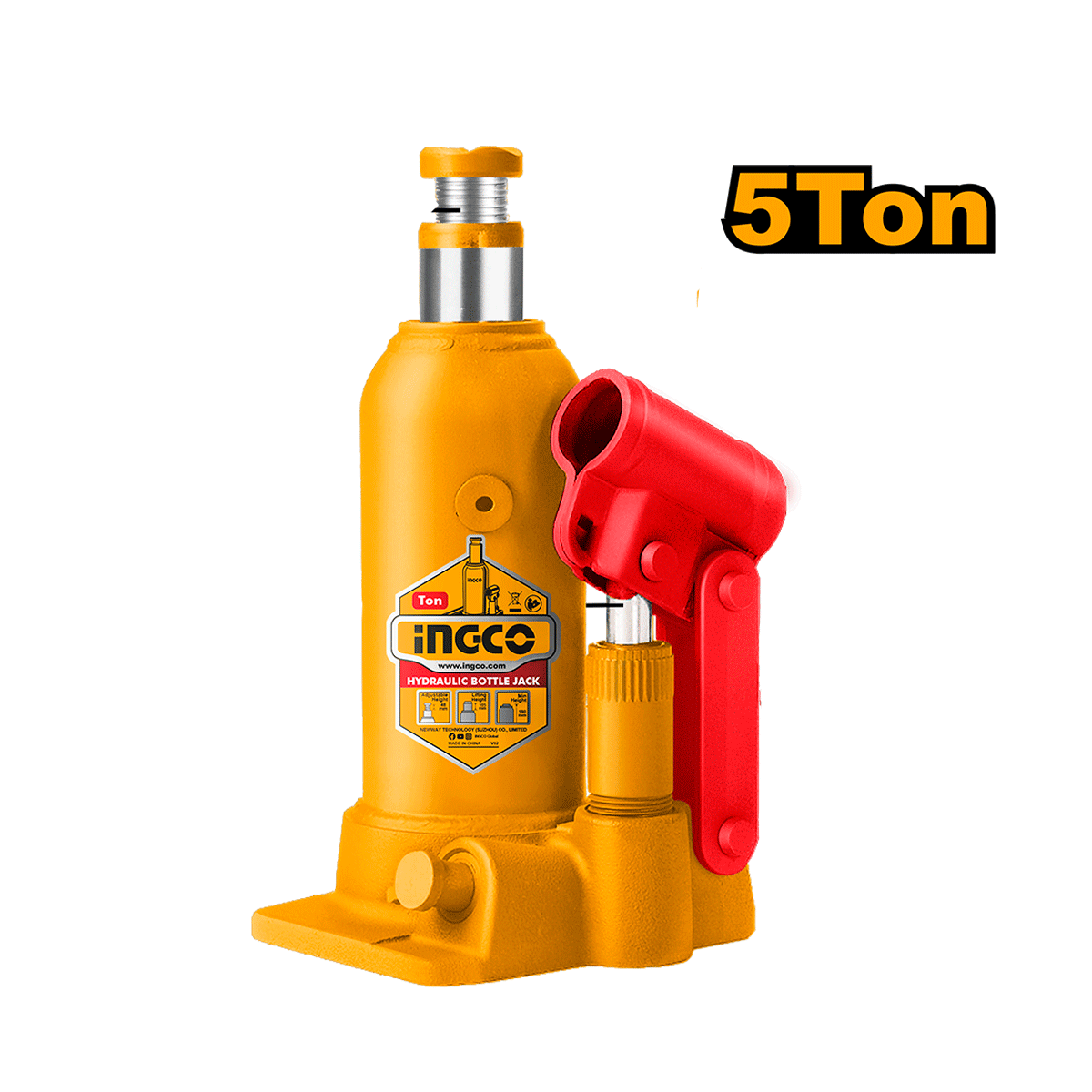 INGCO GATO TIPO BOTELLA 5TON ALTURAS 218 - 474MM HBJ504 - MARKEMSTORE - Gatos Hidraulicos
