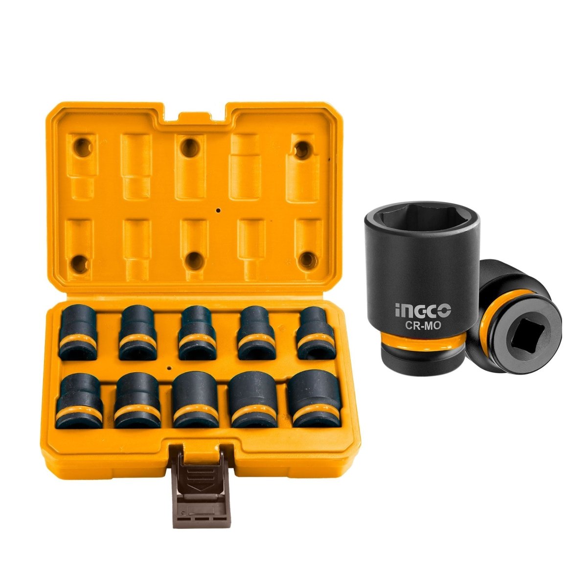 Ingco Juego De Dados De Impacto M1/2 10pzs Hkissd12101 - MARKEMSTORE - Dados y accesorios