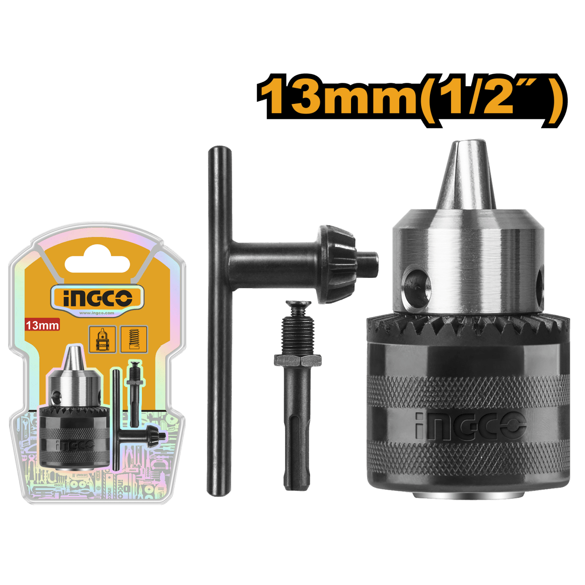 INGCO MANDRIL TALADRO 1/2 - 20UNF 1.5 - 13MM INCLUYE LLAVE Y ADAPTADOR KC1301.1 - MARKEMSTORE - Accesorios para Taladro