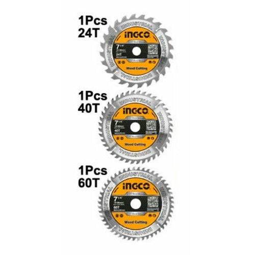 Ingco Set 3pzs Disco Sierra Madera 7 - 1/4 24d 40d 60d Tsb5185 - MARKEMSTORE - Accesorios para Sierra