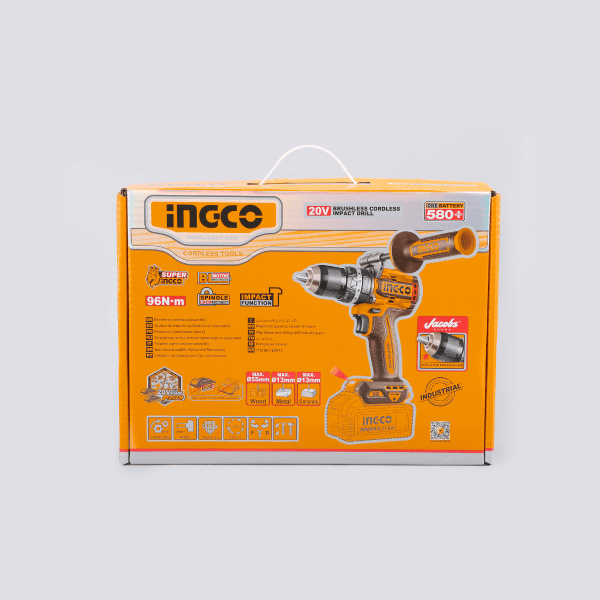 INGCO TALADRO DE IMPACTO M1/2 20V 96NM 2000RPM BRUSHLESS SIN BATERIA CIDLI209685 - MARKEMSTORE - Taladros