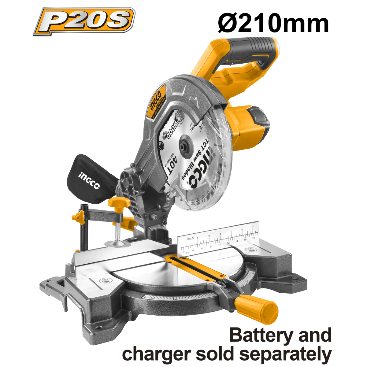 Ingleteadora Inalambrica Ionlitio 20V 8 - 1/4" 3000Rpm Ingco CMS2001 - MARKEMSTORE - Sierras