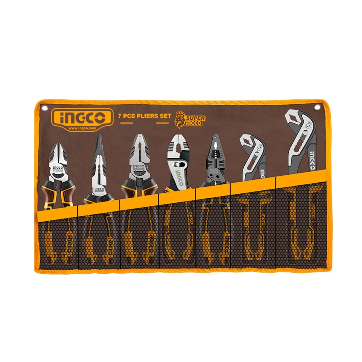 Juego de Alicates INGCO 7 Piezas Cr - V Mangos TPR HKPS28768 - MARKEMSTORE - Alicates