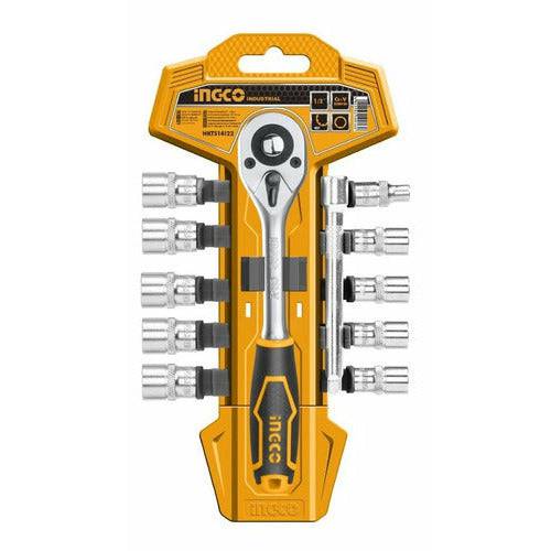 Juego De Dados 1/4 MM INGCO HKTS14122 - MARKEMSTORE - HERRAMIENTAS MANUALES