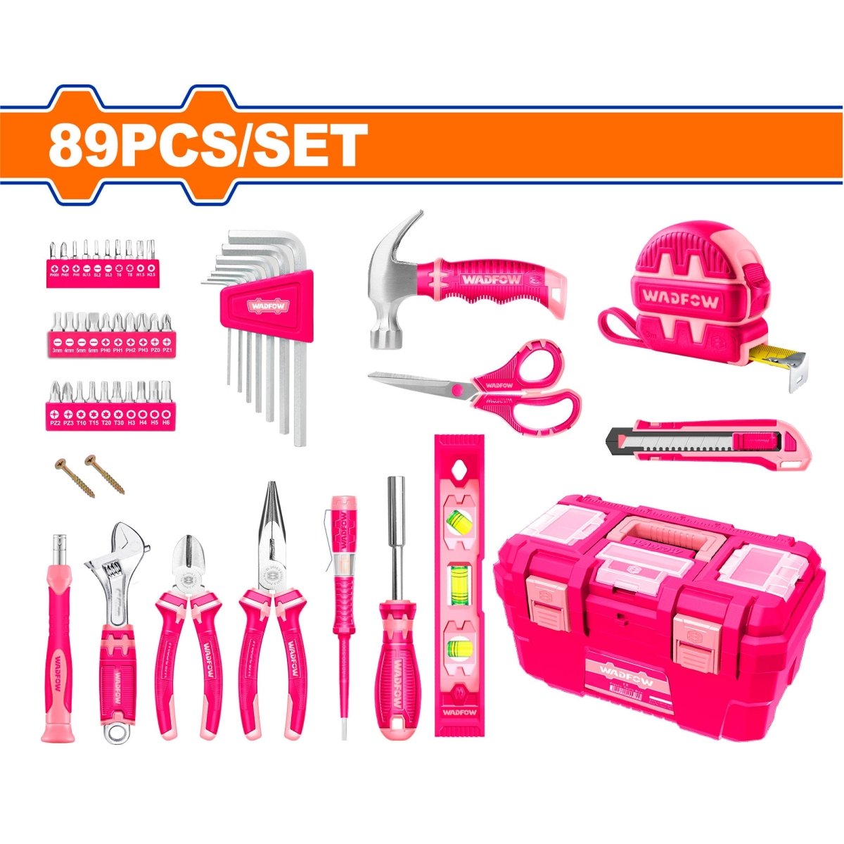 Juego de Herramientas WADFOW 89 Piezas Rosado WHS3B89 - MARKEMSTORE - Juegos de Herramientas