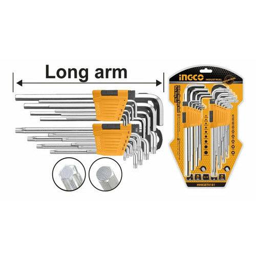 juego de llaves allen hexagonales Y Torx 18pzs Ingco Hhkset0181 - MARKEMSTORE -