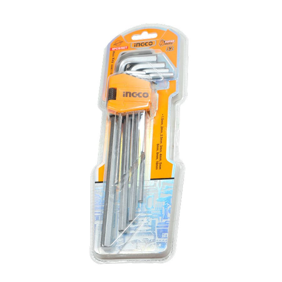 Juego de Llaves Allen o Bristol INGCO 9 Piezas 1.5 - 10mm HHK11092 - MARKEMSTORE - Llaves y Juegos