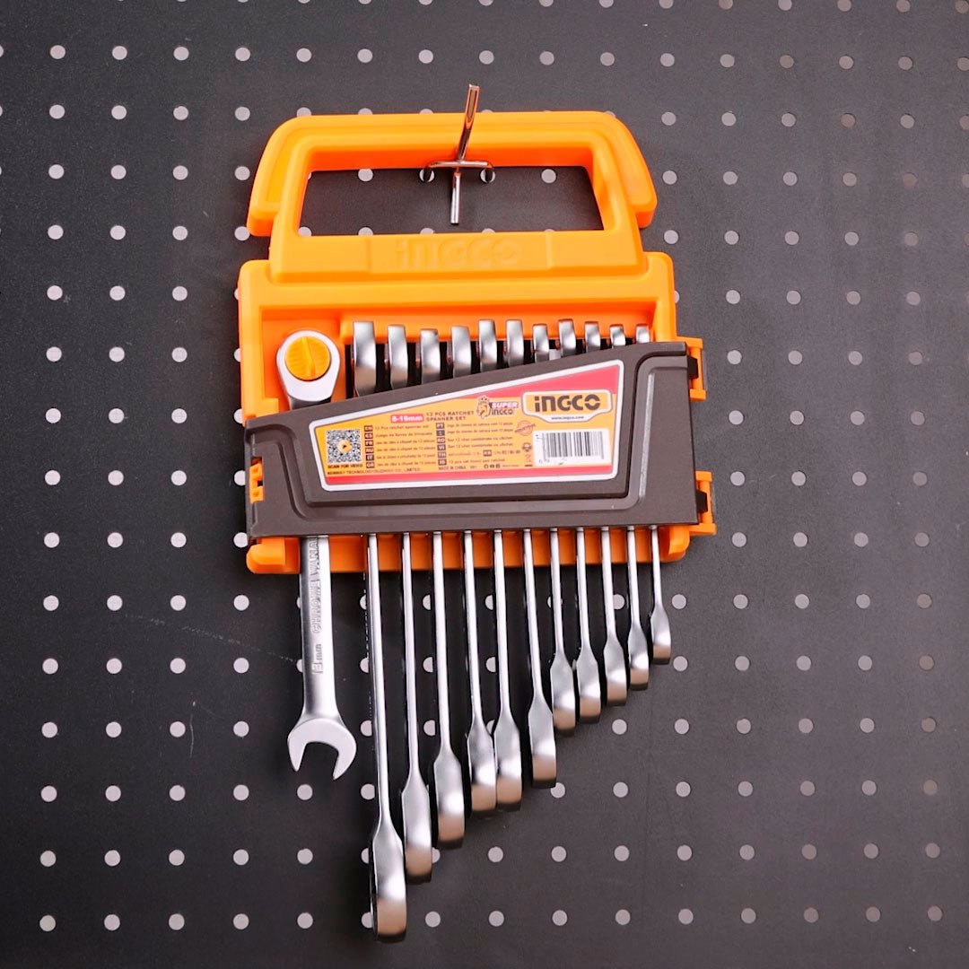 Juego de Llaves Combinadas con Ratchet INGCO 12 Piezas HKSPAR1122 - MARKEMSTORE - Llaves y Juegos