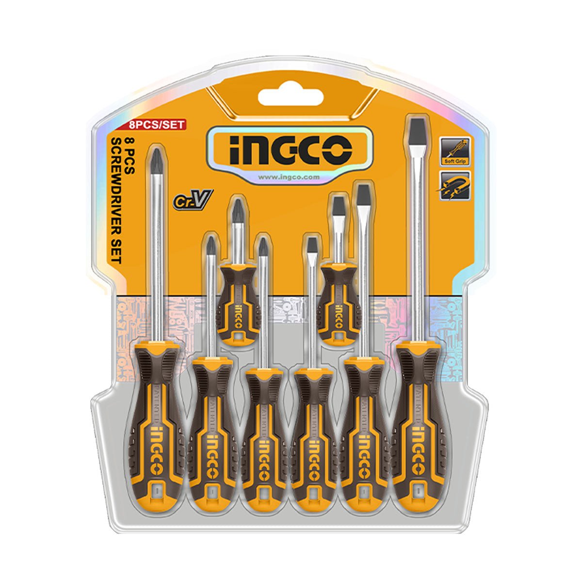 Juego Destornilladores INGCO 8 Piezas CR - V HKSD0828 - MARKEMSTORE - Destornillador
