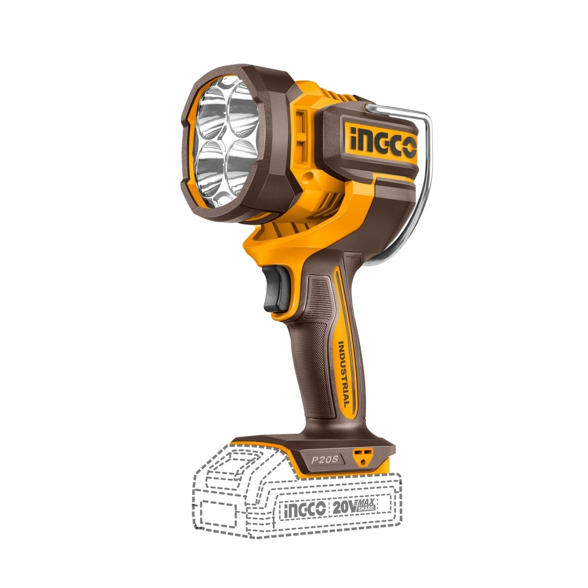 Lampara portátil INGCO 20V LED 22.5W 3 Modos 2500 LUMENS CWLI20885 - MARKEMSTORE - Linternas