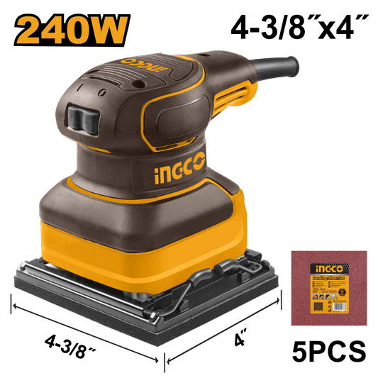 Lijadora De Palma 110/120V 60Hz 240W 14000Rpm Con 5 Pliegos De Lija INGCO UPS2416 - MARKEMSTORE - Lijadoras