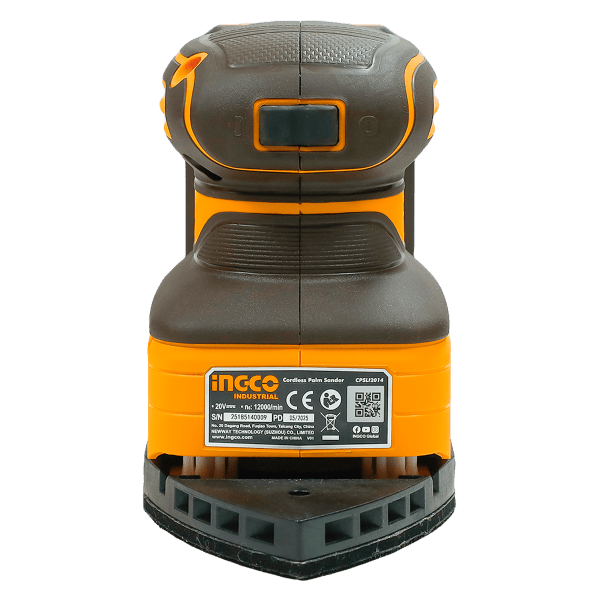 Lijadora de Palma Inalámbrica INGCO 20V 12000RPM + Lijas y Accesorios CPSLI2014 - MARKEMSTORE - Lijadoras
