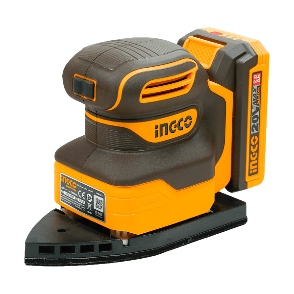 Lijadora de Palma Inalámbrica INGCO 20V 12000RPM + Lijas y Accesorios CPSLI2014 - MARKEMSTORE - Lijadoras
