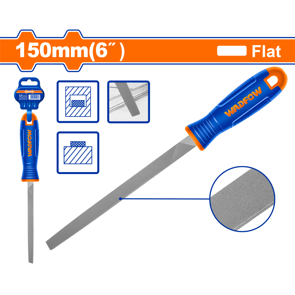 Lima Plana Para Acero 150 mm. Acero T12 WADFOW WFE7816 - MARKEMSTORE -