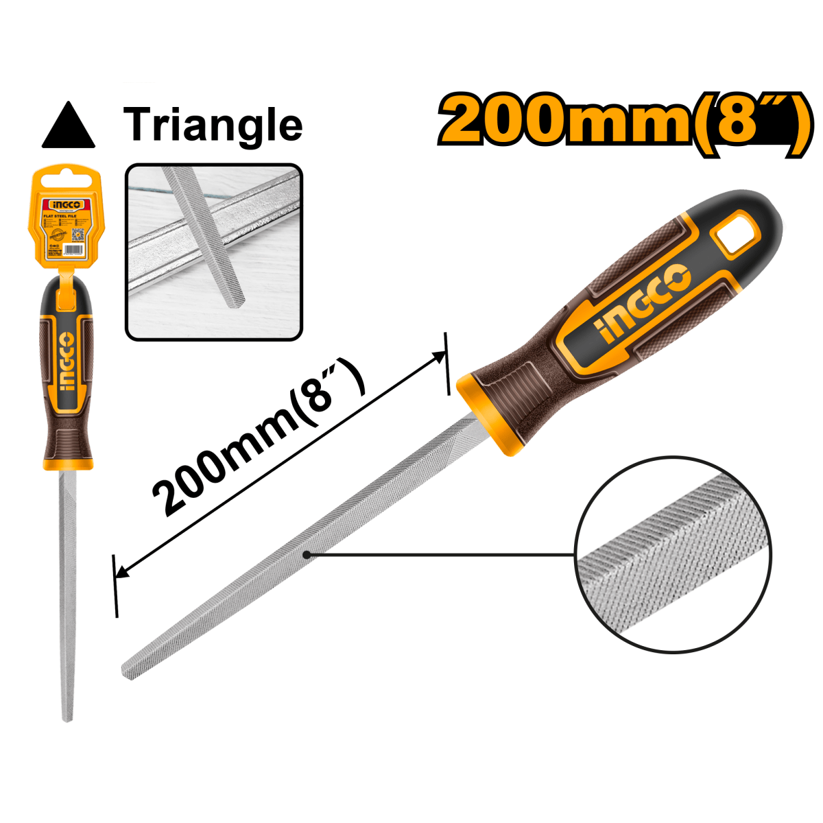 Lima Triangular Acero T12 200mm Ingco Hstf088 - MARKEMSTORE -