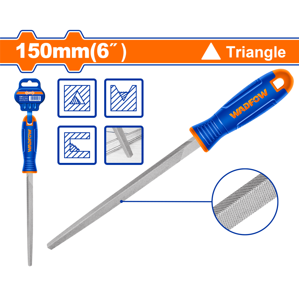 Lima Triangular Para Acero 150 Mm. Acero T12 WADFOW WFE7856 - MARKEMSTORE -