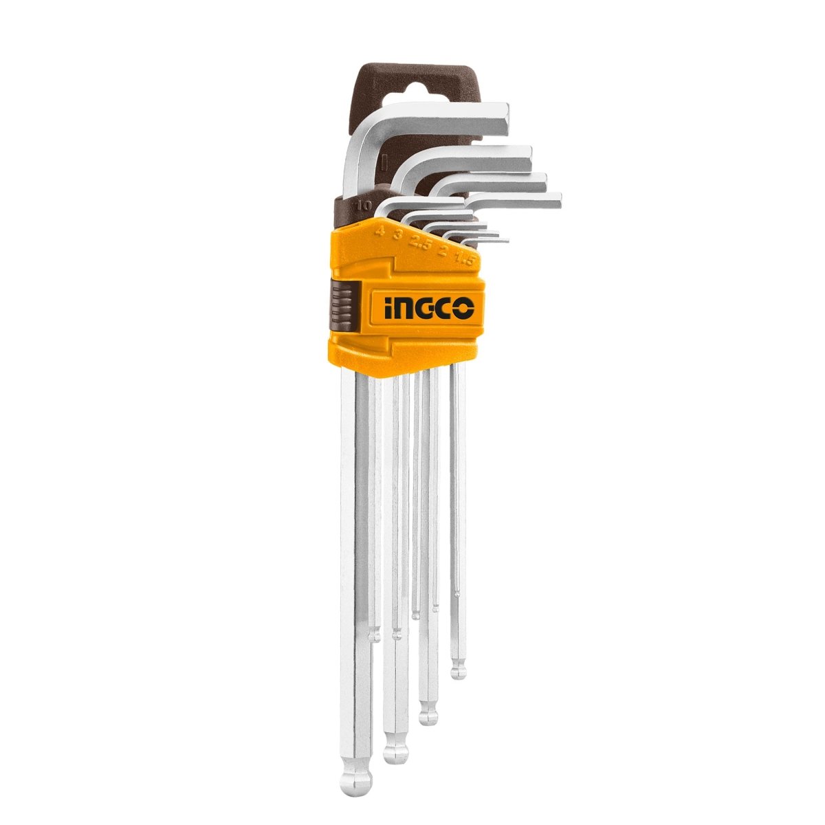 Llave Allen en L Brazo Largo INGCO 9 Piezas 1.5 - 10mm HHK12092 - MARKEMSTORE - Llaves y Juegos