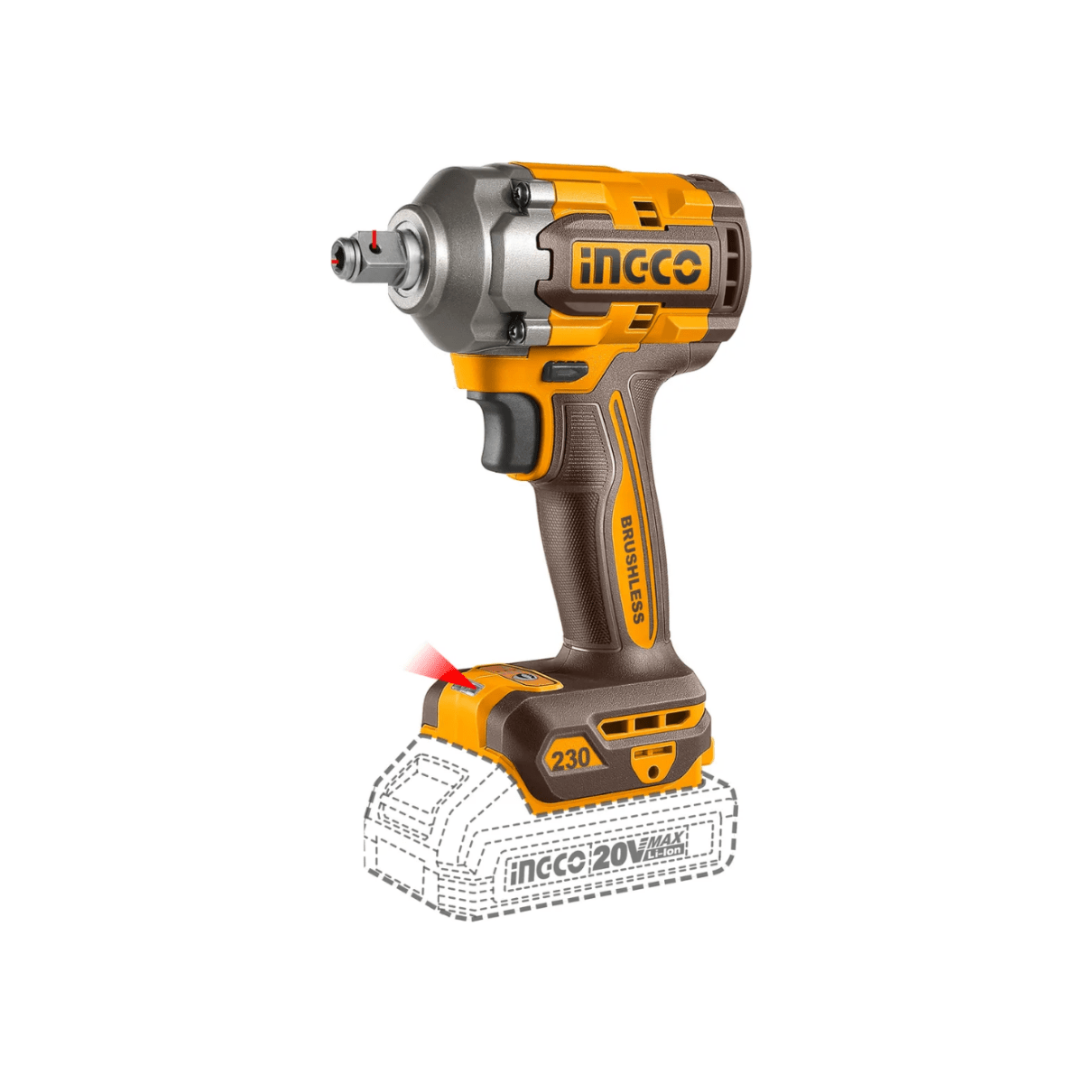Llave de Impacto Inalambrico y Atornillador 1/4 2 en 1 20V 2.0amp 230nm INGCO UCIWLI20236 - MARKEMSTORE - Llave de Impacto