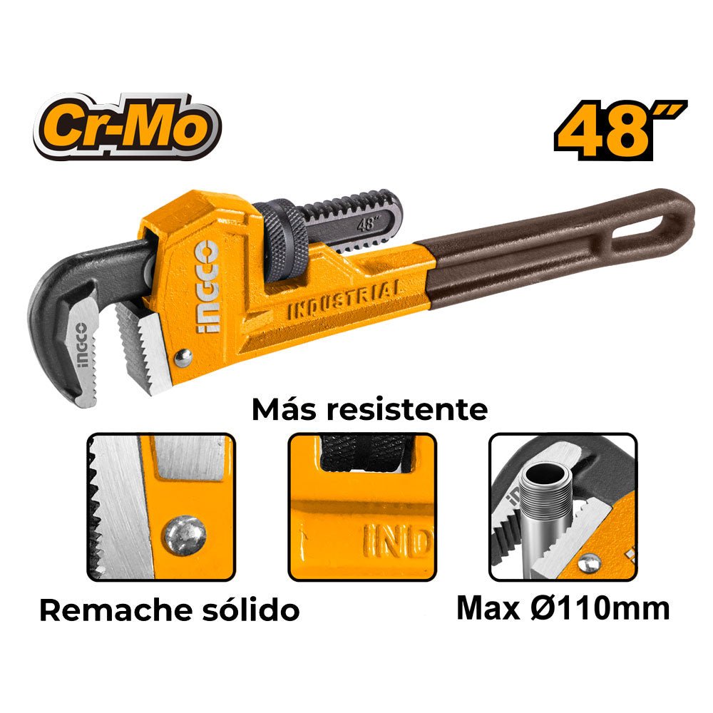 Llave de Tubo 48" INGCO HPW0848 | Llave Autoajustable Industrial - MARKEMSTORE - Llaves y Juegos