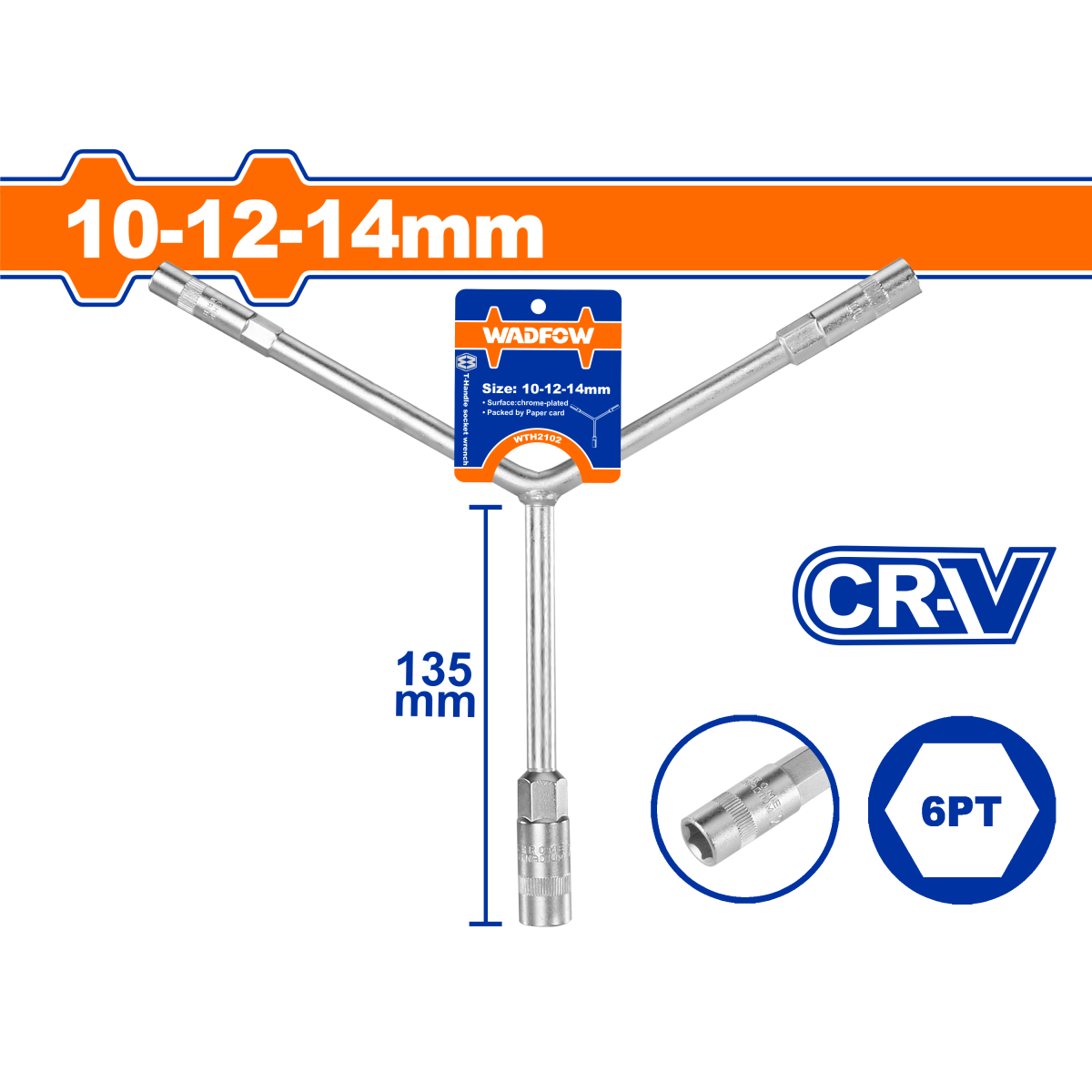 Llave En y Dados 10 - 12 - 14Mm Cr - V Cromada WADFOW REF. WTH2102 - MARKEMSTORE -