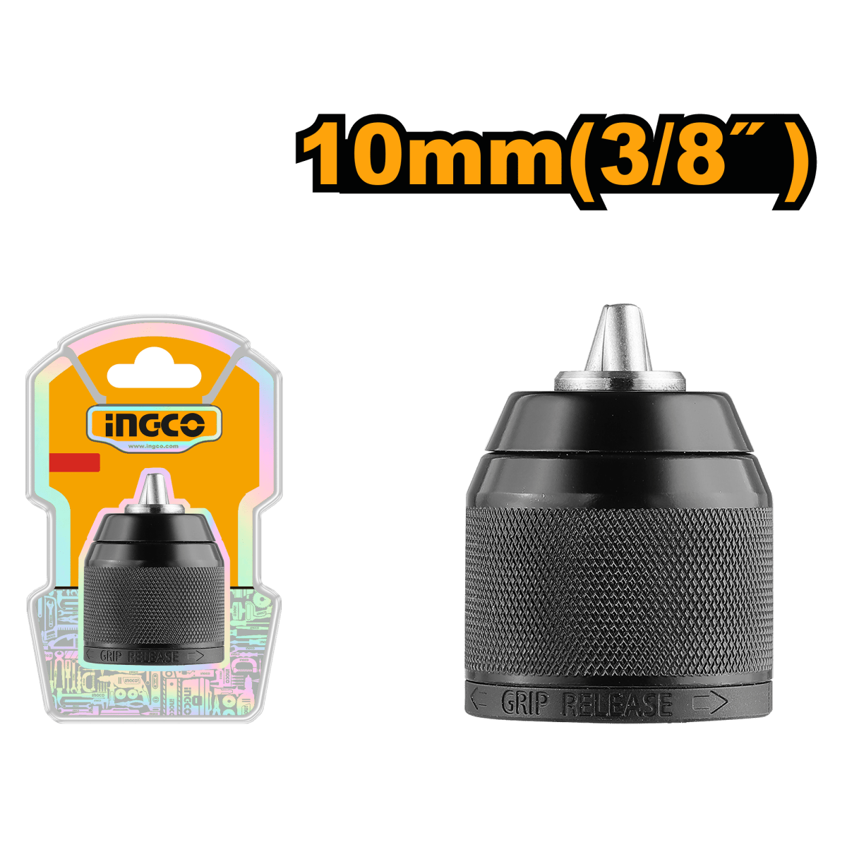 Mandril Taladro 3/8 - 24Unf 0,8 - 10Mm Sin Llave Ingco KC10201 - MARKEMSTORE - 