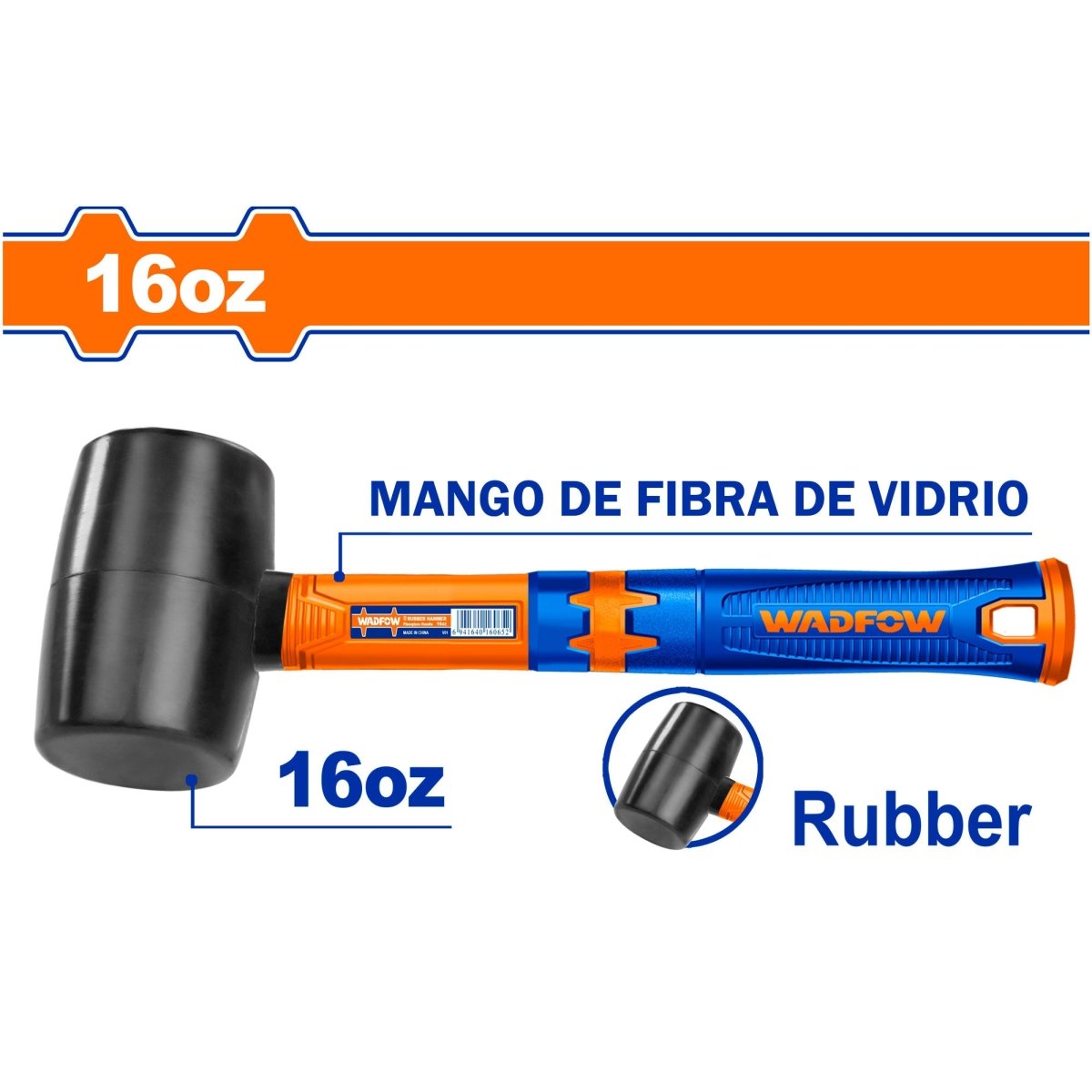 Mazo de caucho 16oz mango de fibra de vidrio WADFOW WHM7302 - MARKEMSTORE - Almadanas y Mazos
