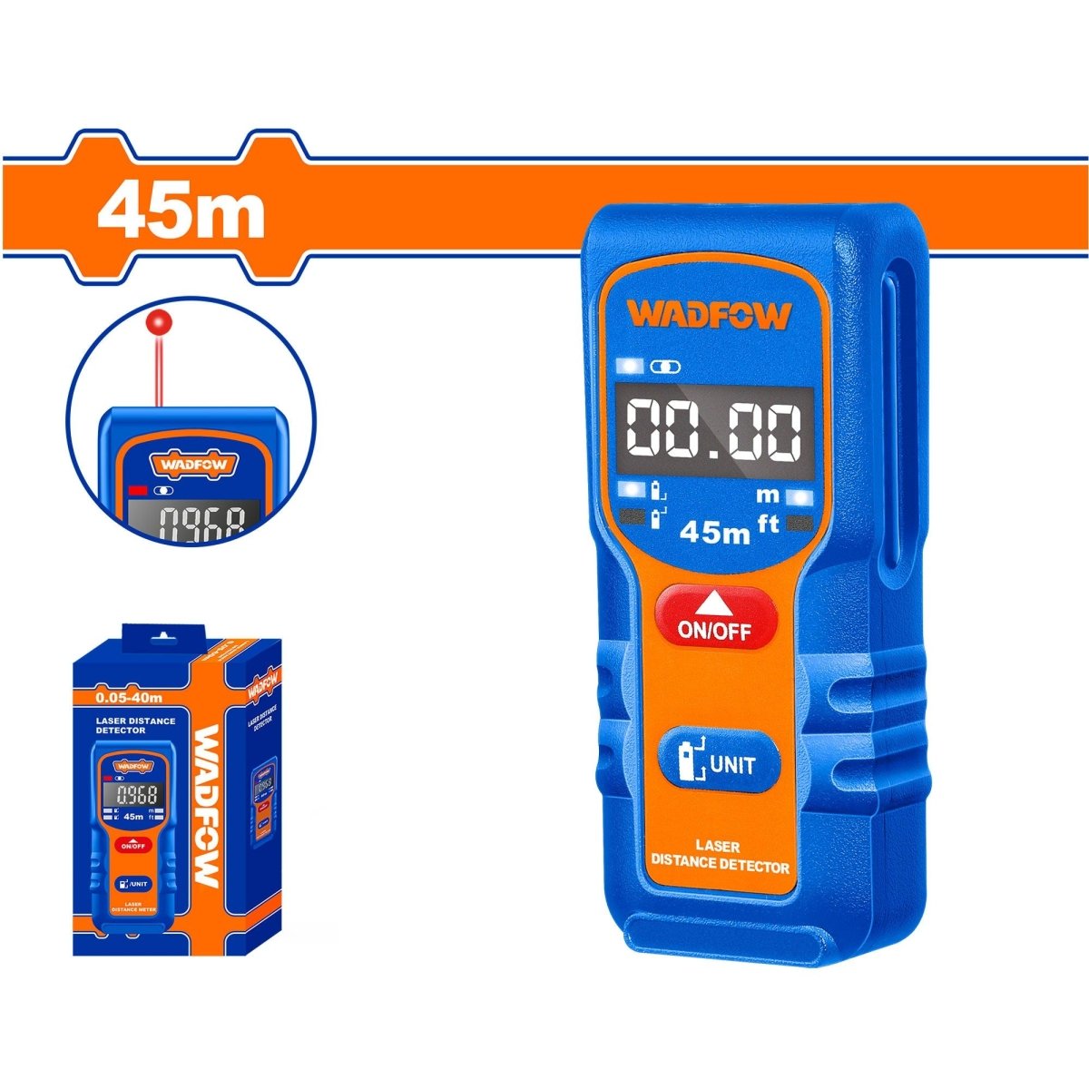 Medidor De Distancia Láser 45Mts WADFOW WDL15045 - MARKEMSTORE - HERRAMIENTA PARA MEDICION
