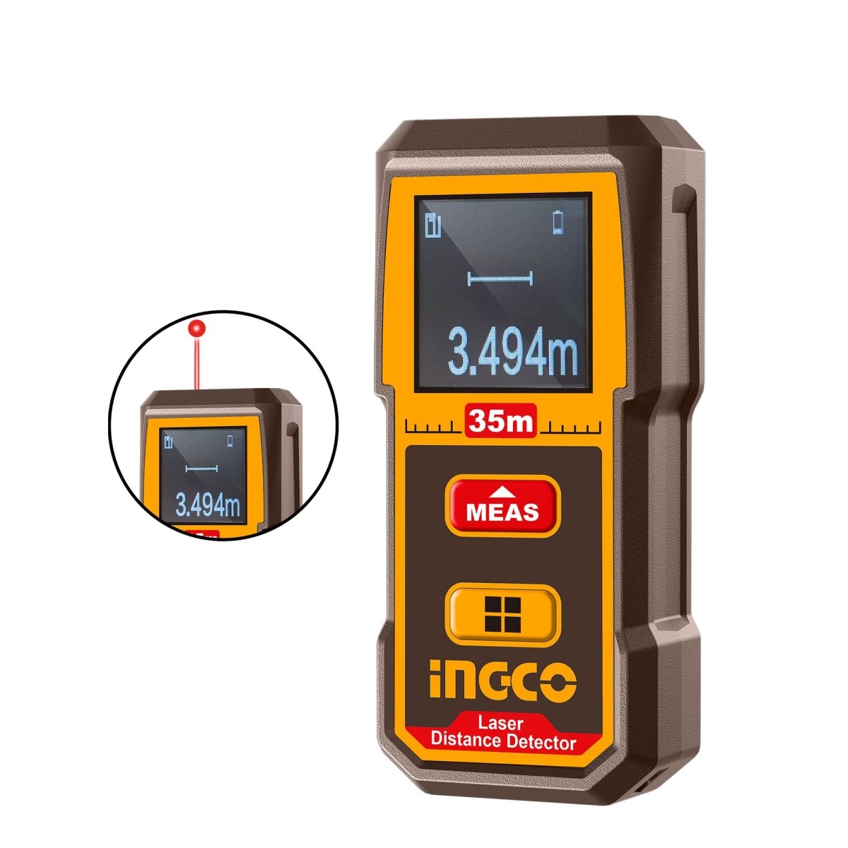 Medidor Láser de Distancia INGCO 35m Multifunción HLDD0355 - MARKEMSTORE - HERRAMIENTA PARA MEDICION