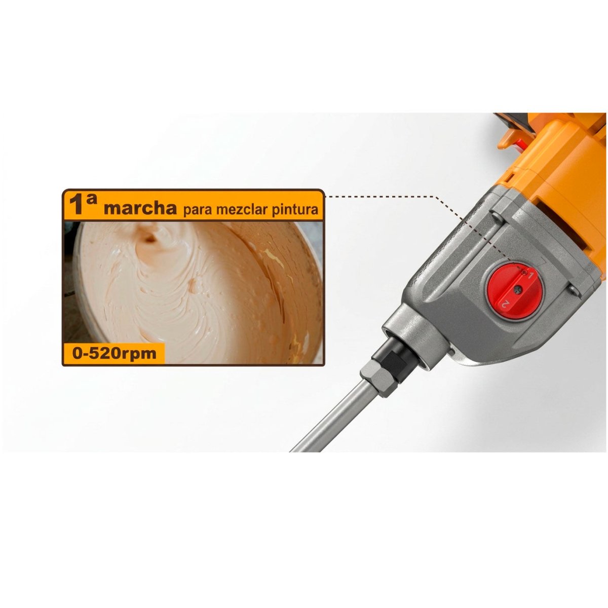 Mezcladora de Pintura y Concreto Inalámbrica INGCO 20V 800RPM UMXLI20162 - MARKEMSTORE - Mezcladores
