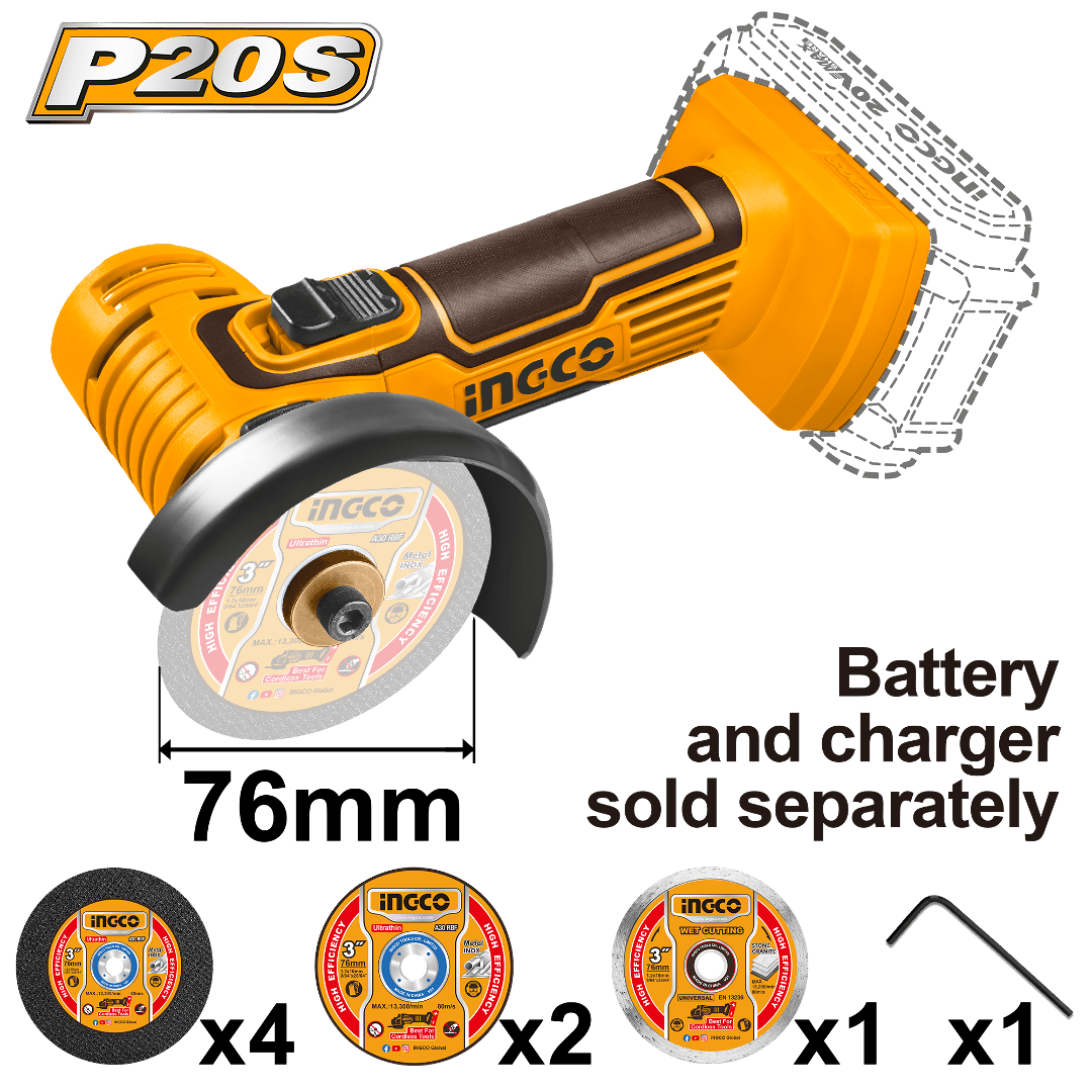 Mini Pulidora Inalambrica 13" 20V Multifuncion 19500Rpm INGCO CAGLI7601 - MARKEMSTORE - 