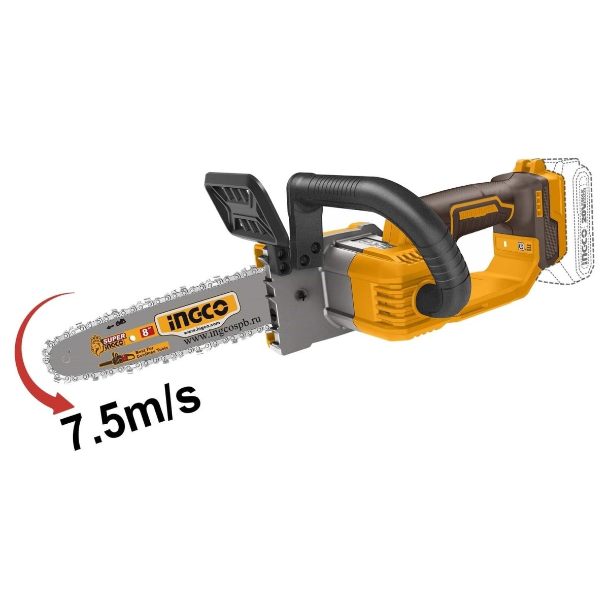 Motosierra inalambrica 20V 8 Pulgadas INGCO CGSLI2085 - MARKEMSTORE -