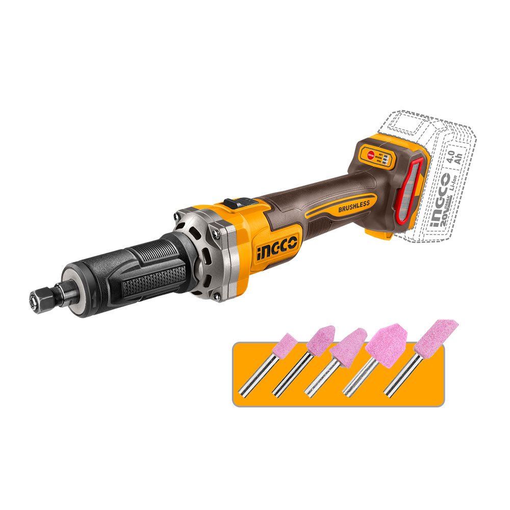 Mototool inalámbrico INGCO 20V Brushless 30000RPM Motor Tool CDGLI2001 - MARKEMSTORE - Mototool y Accesorios