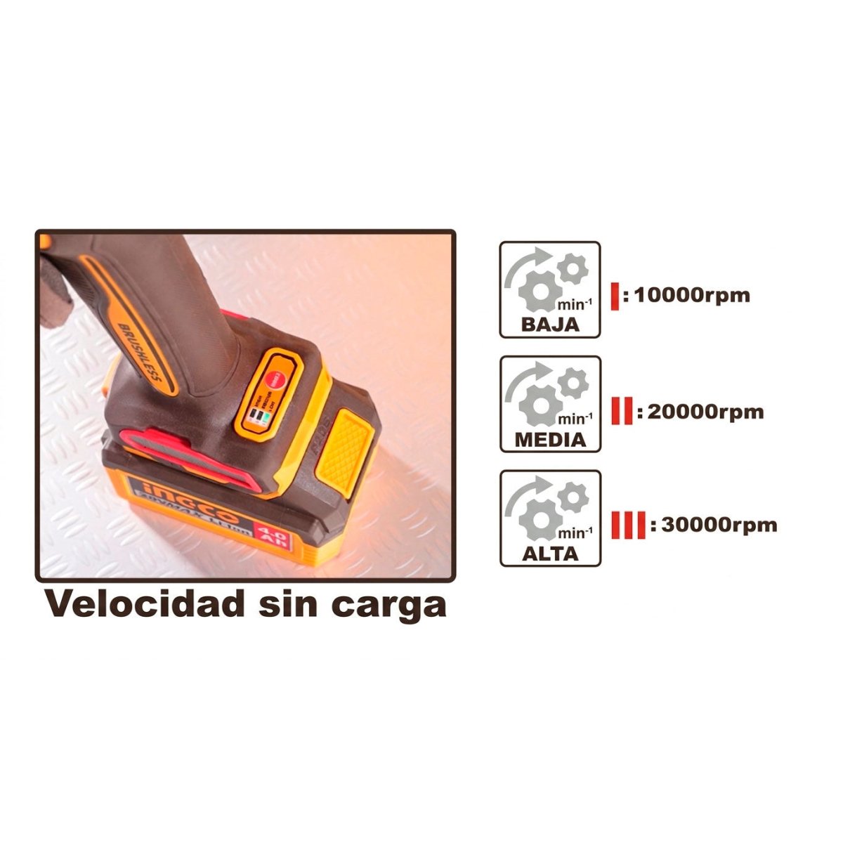 Mototool inalámbrico INGCO 20V Brushless 30000RPM Motor Tool CDGLI2001 - MARKEMSTORE - Mototool y Accesorios