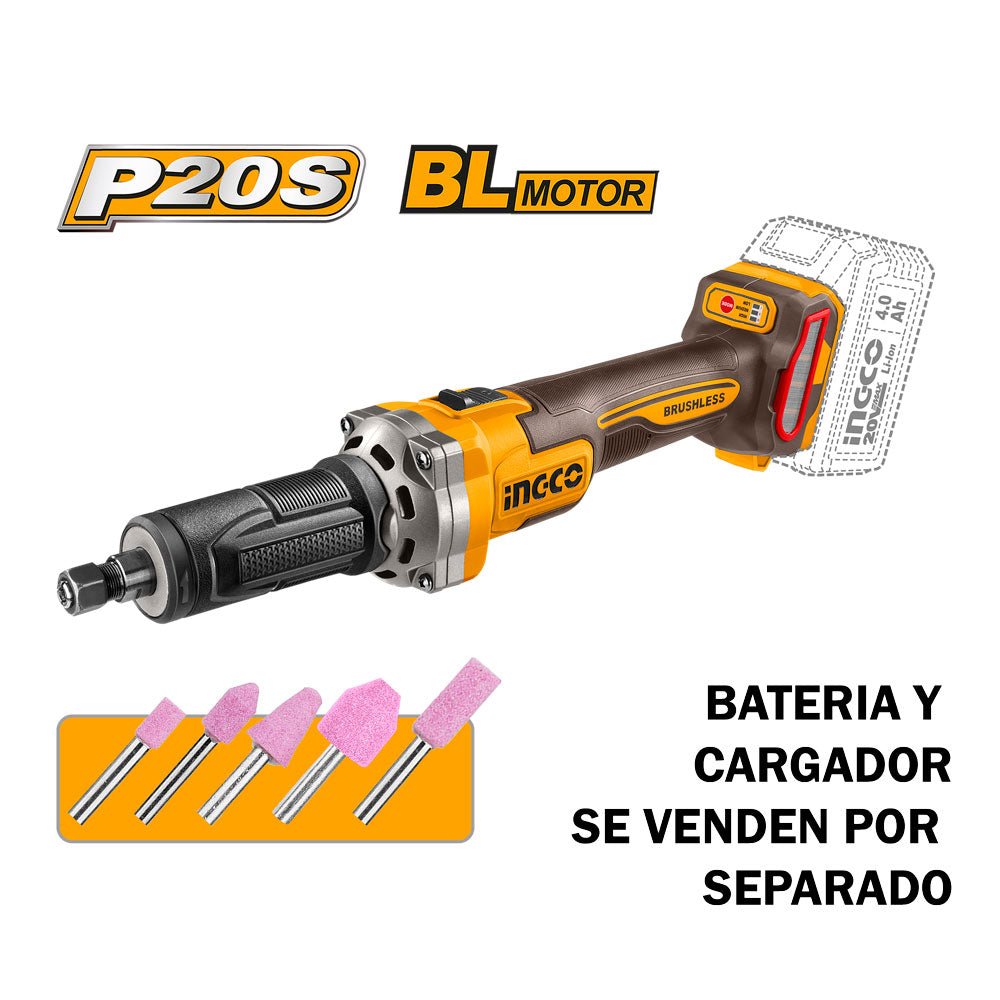 Mototool inalámbrico INGCO 20V Brushless 30000RPM Motor Tool CDGLI2001 - MARKEMSTORE - Mototool y Accesorios