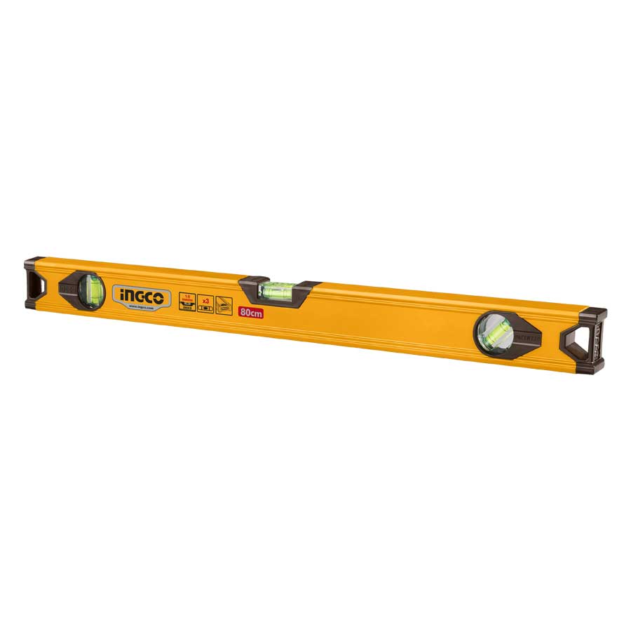 Nivel de Aluminio INGCO HSL18080 80cm Spirit | Nivel Profesional 1mm - MARKEMSTORE - Niveladores