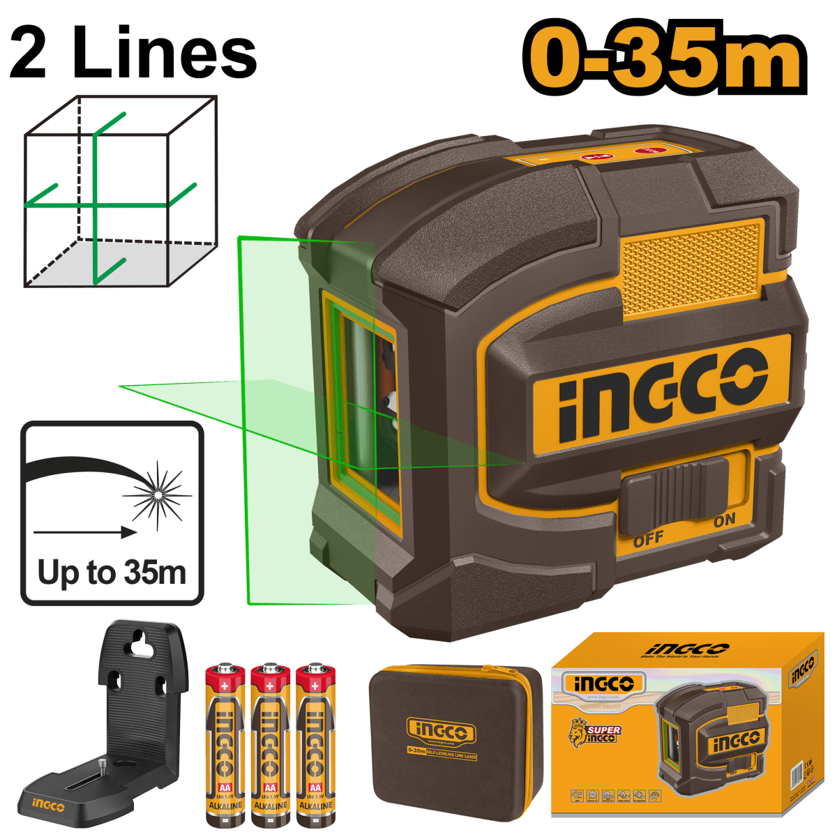 Nivel Laser Clase Ii Angulo Menor O Igual 4 Tipo 520Nm INGCO HLL156601 - MARKEMSTORE -