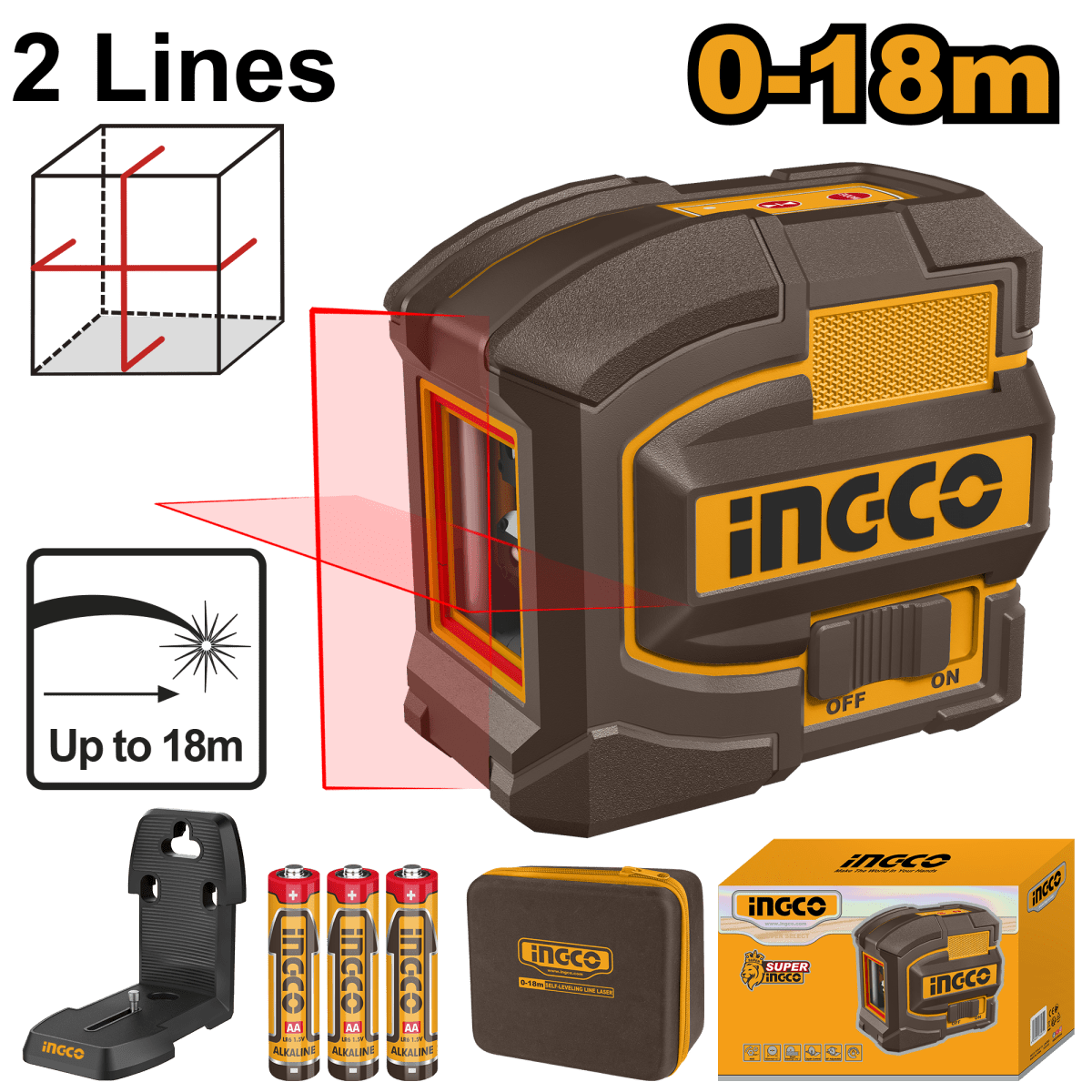 Nivel Laser Clase Ii Angulo Menor O Igual 4 Tipo 635Nm INGCO HLL156503 - MARKEMSTORE -