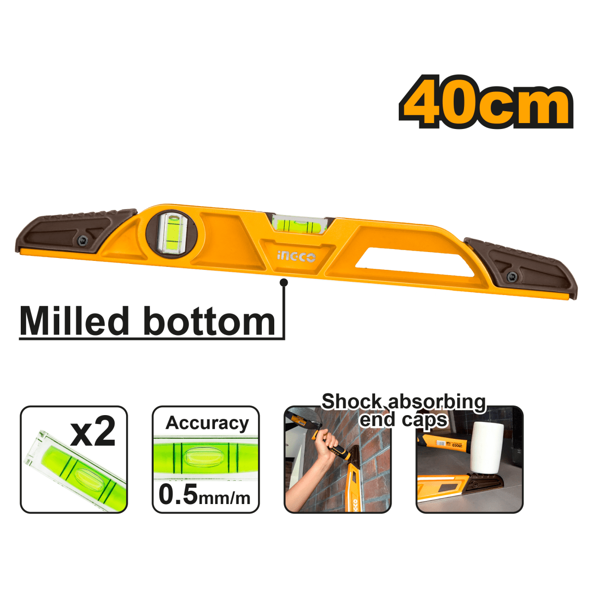 Nivel Trabajo Pesado 40Cms INGCO HBSL08040 - MARKEMSTORE -