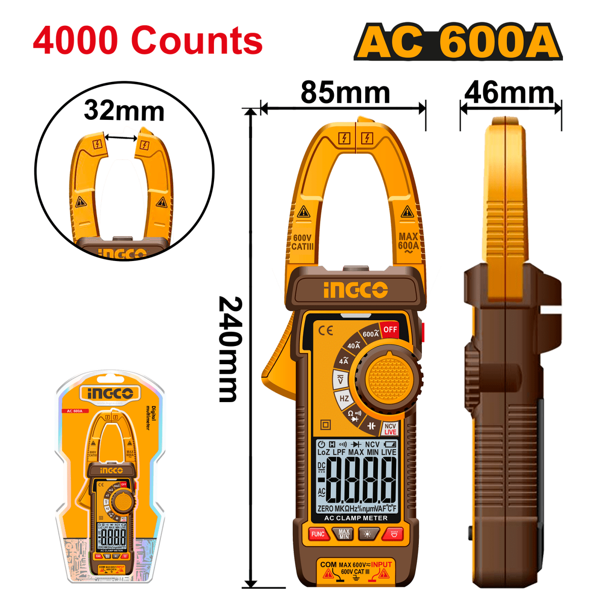Pinza Voltiamperimetrica Digital AC DCM66001 - MARKEMSTORE -