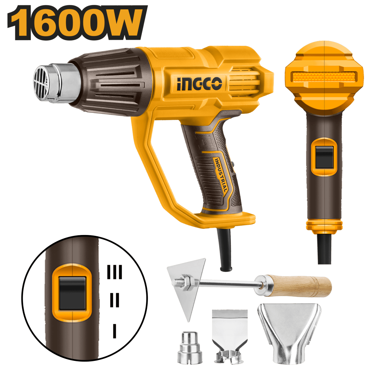 Pistola De Calor 600W 450/550°C INGCO UHG160078 - MARKEMSTORE -