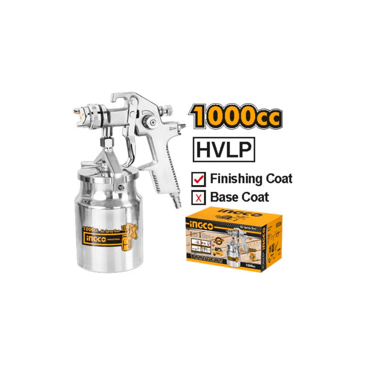 Pistola De Pintar De Alta Con Tanque 1000cc Ingco Asg2101 - MARKEMSTORE - Pistolas y Sopladores