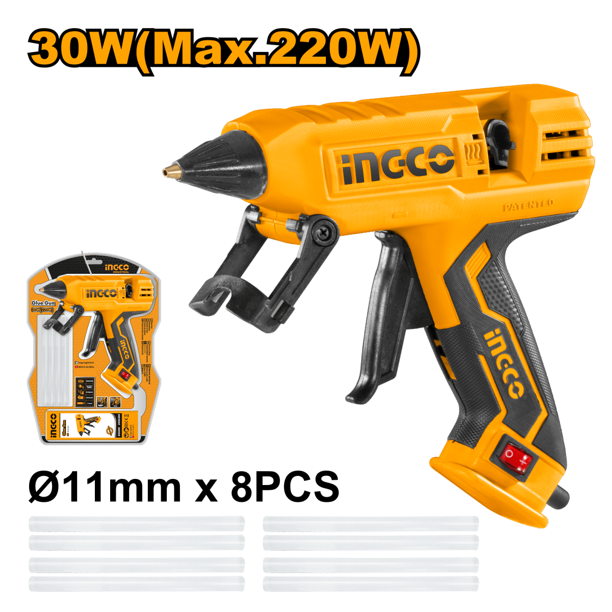 Pistola De Silicona 110/120V 30W (220W) Para Diametro Goma 11,2Mm Ingco UGG308 - MARKEMSTORE - Ferreteria