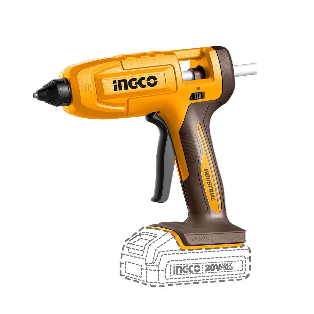 Pistola de Silicona INGCO 20V Inalámbrica 3 Barras 11.2mm CGGLI2003 - MARKEMSTORE - Pistolas y Sopladores