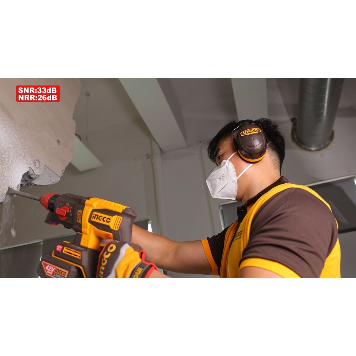 Protector Auditivo INGCO Tipo Copa NRR 26dB + Tapa Oídos HEM3328 - MARKEMSTORE - Seguridad Industrial