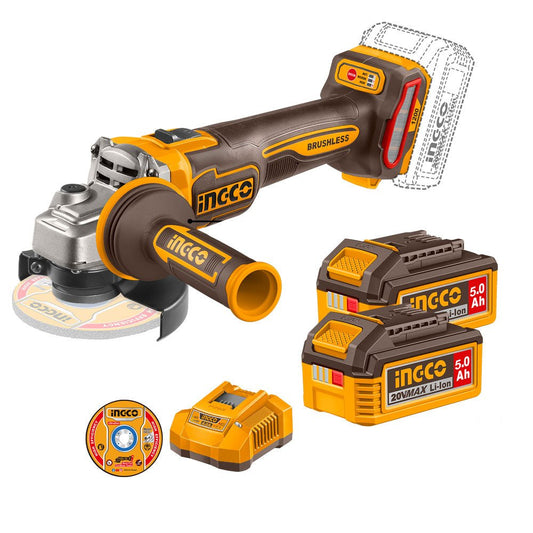 Pulidora INGCO 20V 4 - 1/2" 9000RPM + Discos de Corte UCAGLI2120252 - MARKEMSTORE - Pulidoras