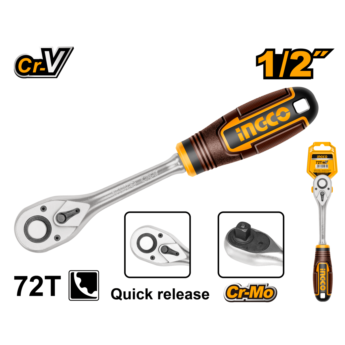 Ratchet 1/2 45t Crv INGCO HRTH0812 - MARKEMSTORE -