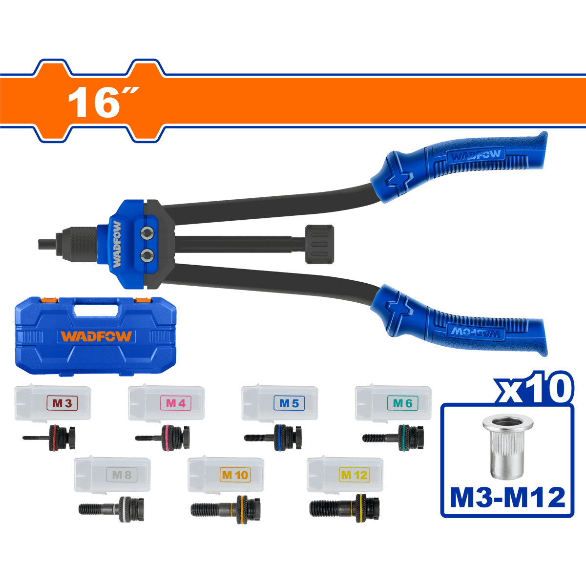 Remachadora manual para tuerca remachable de 16´ WADFOW WHR5B16 - MARKEMSTORE - Remachadoras